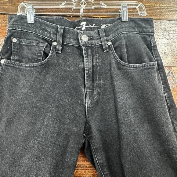 7 For All Mankind Austyn Airweft Jeans Straight Stretch Black Sz 30 (Actual 32") - Picture 9 of 11